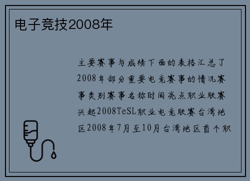 电子竞技2008年